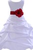 Robe de cortège enfant ligne a de lotus en taffetas avec fleurs jusqu'au sol - 3