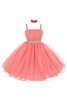 Abito da Cerimonia Bambini con Piega Senza Maniche in Organza con paillette A-Line - 1