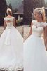 Abito da Sposa Stravagante in Tulle in Pizzo Ball Gown Naturale - 1