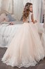 Abito da Cerimonia Bambini A Terra in Tulle Ball Gown decorato con Fiore - 2