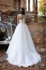 Abito da Sposa Naturale Vintage Tondo Senza Maniche A-Line in Tulle - 3