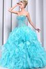 Abito dal Dolce Sedici Allacciato Senza Maniche Naturale Ball Gown con Increspature A Terra - 3