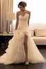 Abito da Sposa Ball Gown Cuore in Organza Spazzola Treno Senza Maniche - 1