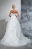 Abito da Sposa Classico in Tulle Allacciato con Perline Senza Spalline - 2