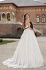 Abito da Sposa con Cristino Cuore Senza Maniche con Fiocco con Cascata Volant A-Line - 2