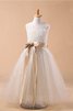 Abito da Cerimonia Bambini Ball Gown Lungo in Tulle A Terra Naturale - 1