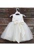 Abito da Cerimonia Bambini A Terra in Tulle Senza Maniche con Nastro Ball Gown con Fusciacca - 2