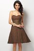 Robe demoiselle d'honneur courte naturel ligne a de princesse en satin - 4