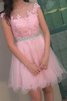 Abito homecoming naturale favoloso principessa con applique barchetta in tulle - 2