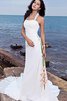 Vestido de Novia de Corte Recto de Playa de Escote halter de Abalorio de Natural - 5