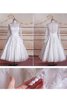 Abito da Sposa Cerniera in Raso in Tulle con Maniche Lunghe Sotto Ginocchio con Bottone - 1