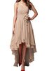 Robe demoiselle d'honneur avec ruban avec gradins a-ligne ceinture en chiffon - 1