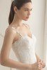 Robe de mariée sexy brodé en dentelle avec zip de traîne courte - 3