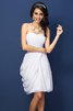 Herz-Ausschnitt Drapiertes Mini Brautjungfernkleid aus Chiffon ohne Ärmeln - 29