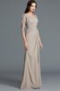 Robe mère de mariée encolure ronde en chiffon avec manche 1/2 jusqu'au sol a-ligne - 6