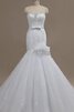 Abito da Sposa Senza Maniche in pizzo Sirena in Organza Allacciato con Increspature - 1