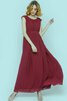 A-Line Schaufel-Ausschnitt Empire Taille langes bodenlanges Brautjungfernkleid mit Gürtel - 1