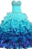 Vestido de Quinceañeras de Corte Evasé en Organza de Escote redondo de Volante de Largo - 1