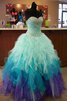 Vestido de Quinceañeras de Corte Evasé de Cordón de Escote Corazón de con Lentejuelas - 1