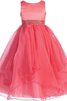 Abito da Cerimonia Bambini A-Line largo con Perline in Tulle con Increspature radiosa - 1