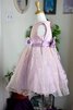 Abito da Cerimonia Bambini in Organza Ball Gown con Fiore con Increspature Tondo A-Line - 2