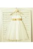 Robe de cortège enfant naturel avec fleurs en tulle encolure ronde a-ligne - 3