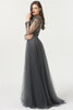 Robe de bal en satin extensible mignonne avec perles officiel longue - 4