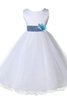 Robe de cortège enfant plissé avec fleurs avec zip textile en tulle avec sans manches - 1