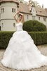 Abito da Sposa Senza Maniche con Cristino A-Line in Tulle Naturale con Cascata Volant - 1