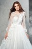 Abito da Sposa Lungo con Maniche Lunghe Naturale con Fiore Ball Gown - 5