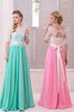 A-Linie Chiffon Perlenbesetztes natürliche Taile bodenlanges Ballkleid mit Sweep zug - 1