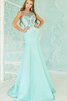 Enges normale Taille Perlenbesetztes Chiffon Ballkleid mit Applike - 1