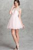 Robe de graduation courte chic en tulle col u profond avec perle - 1