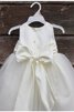 Abito da Cerimonia Bambini A Terra in Tulle Senza Maniche con Nastro Ball Gown con Fusciacca - 4