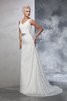 Robe de mariée distinguee naturel de sirène avec décoration dentelle v encolure - 6