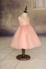 Robe de cortège enfant pailleté plissage de mode de bal en organza jusqu'au mollet - 1