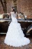 Abito da Sposa tradizionale Senza Maniche con Increspature in Tulle Naturale A Terra - 2