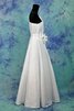 Abito da Sposa in Taffeta Cerniera Senza Maniche monospalla con Fiocco con Increspato - 3