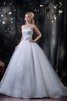 Abito da Sposa con Seghettato in Tulle senza spalline Allacciato Ball Gown Naturale - 1