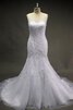 Spitze Tüll Perlenbesetztes Ärmelloses Schaufel-Ausschnitt Meerjungfrau Brautkleid - 1