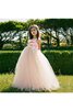 Abito da Cerimonia Bambini con Piega con Fusciacca Ball Gown con Perline con Fiore A Terra - 1