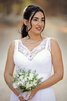 Abito da Sposa Senza Maniche a Spiaggia Tubino con Applique A Terra in pizzo - 3