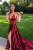 Robe de bal en satin soyeux de traîne courte exquis avec sans manches naturel - 1