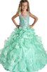 Abito da Cerimonia Bambini Ball Gown con Perline in Paillette Senza Maniche A Terra Bassa - 1