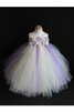 Abito da Cerimonia Bambini Alla Caviglia Senza Maniche con Fiore Ball Gown in Tulle con Piega - 4