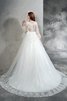 Abito da Sposa Lungo con Maniche Lunghe Naturale con Fiore Ball Gown - 2