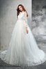 Abito da Sposa Lungo con Maniche Lunghe Naturale con Fiore Ball Gown - 4