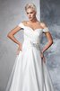 Abito da Sposa Ball Gown con Increspato in Taffeta Fuori dalla spalla Senza Maniche - 6