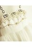 Tüll Reißverschluss Ärmellos Blumenmädchenkleid mit Perlen mit Spaghettiträger - 4
