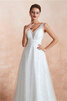 Abito da sposa sensuale splendente con perline a-line a terra v-scollo - 4